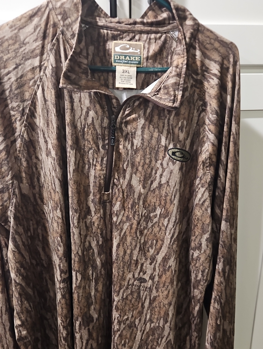 Men's DRAKE / MOSSY OAK BOTTOMLAND CAMO Quarter-Zip Shirt 3xl